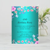 Elégante invitation Turquoise fête d'anniversaire (Debout devant)