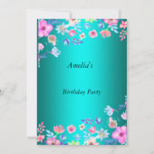 Elégante invitation Turquoise fête d'anniversaire (Dos)