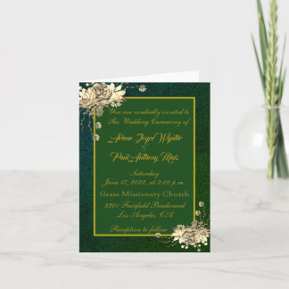 Elégante invitation verte et or
