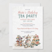 Elégante Invitation Victorian Birthday Tea Party (Devant)