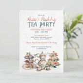 Elégante Invitation Victorian Birthday Tea Party (Debout devant)