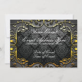 Élégante invitation vintage en or noir (Dos)