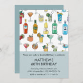 Elégante invitations de 60e anniversaire Cocktail  (Devant / Derrière)