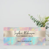 Elegante Iridiserende en Parel Folie Cadeaubon Kaart (Staand voorkant)