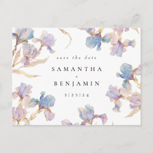 Elegante Iris Bloem Bruiloft Save the Date Briefkaart