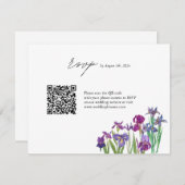 Elegante Iris bloem QR code bruiloft RSVP Kaartje (Voorkant / Achterkant)