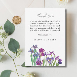 Elegante Iris bloemenbruiloft Bedankt Card