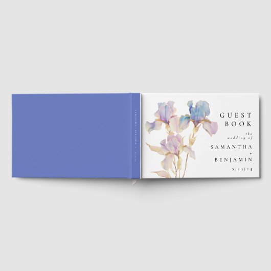 Elegante iris bloemenbruiloft gastenboek (Volledig)