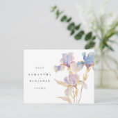 Elegante Iris bloemenbruiloft RSVP Briefkaart (Staand voorkant)