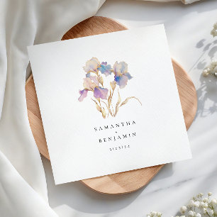 Elegante iris bloemenbruiloft servet