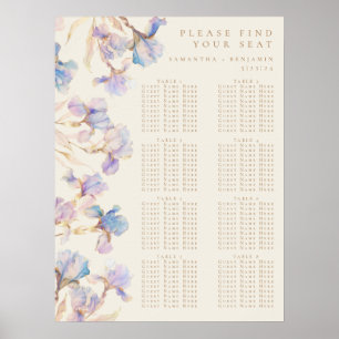 Elegante Iris bloemenbruiloft zitgrafiek Poster