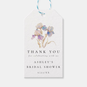 Elegante Iris Bloemige Bruidsuitnodiging Cadeaulabel