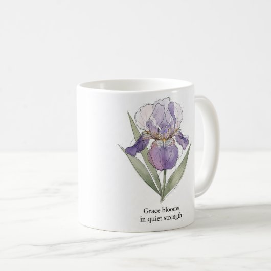 Elegante Iris Bloom Waterverf Mok (Voorkant rechts)