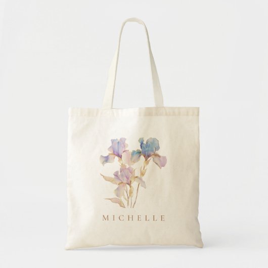 Elegante Iris Gepersonaliseerde Bloemen Tote Bag (Voorkant)