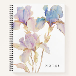 Elegante Iris Watercolor Bloem Notitieboek