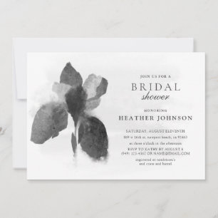Elegante Iris Zwart en Wit Bloem Bruiloft Feest Kaart