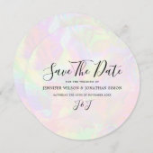 Elegante iriserende faux holografisch modern save the date (Voorkant / Achterkant)