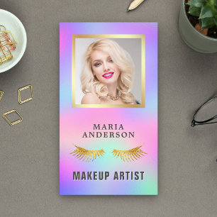 Elegante iriserende holografische make-up artiest visitekaartje