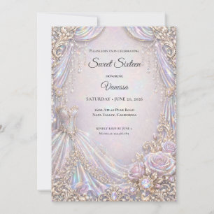 Elegante iriserende prinses Sweet 16 Kaart