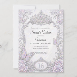 Elegante iriserende vlinders Sweet 16 Kaart