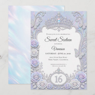 Elegante iriserende vlinders Sweet 16 Kaart