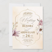 Elegante Islamitische Bloemen Goud Accent Script T Kaart (Voorkant)