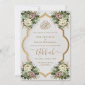 Elegante Islamitische Bloemen Nikkah Kaart (Voorkant)