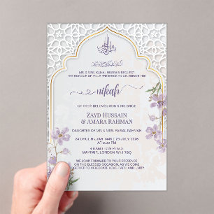 Elegante islamitische boog Nikah uitnodiging Ged Acryl Uitnodigingen