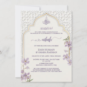 Elegante islamitische boog Nikah uitnodiging Wat