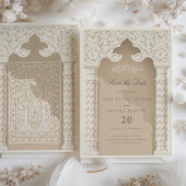 Elegante Islamitische Boog Save the Date Uitnodigi Kaart