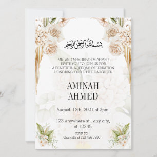 Elegante Islamitische Floral Aqiqah Kaart
