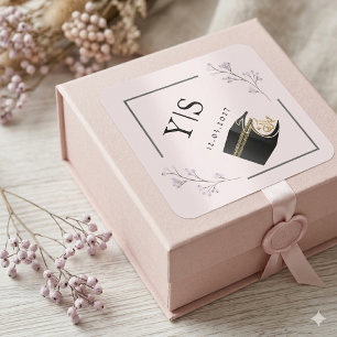 Elegante islamitische Kaaba Hajj Omra roze bloem v Vierkante Sticker