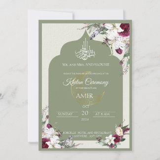 Elegante Islamitische Khitan-ceremonie Bloemenuitn Kaart