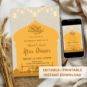 Elegante islamitische moskeelantaarns Iftar-diner Kaart