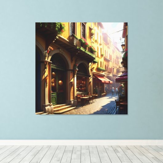Elegante Italiaanse straat drie Canvas Afdruk (Insitu (Houten vloer))