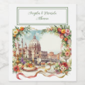 Elegante Italiaanse uitnodiging bruiloft Wijn Etiket (Enkel label)