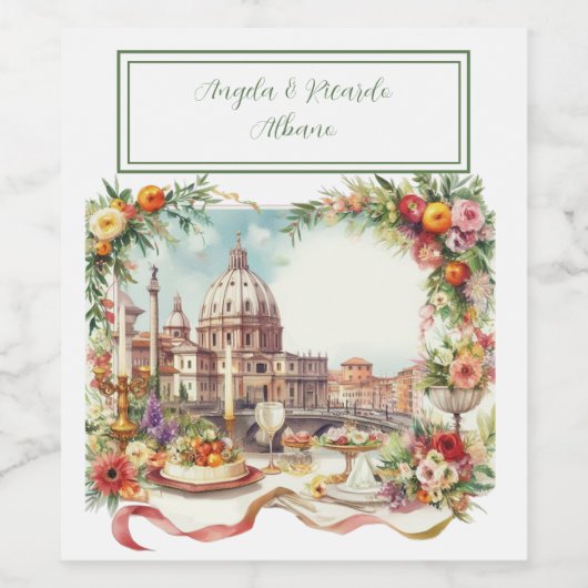 Elegante Italiaanse uitnodiging bruiloft Wijn Etiket (Enkel label)