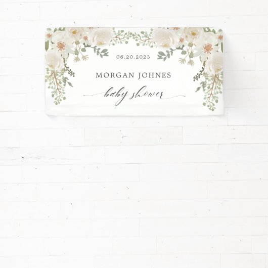 Elegante ivoor bloemige bruids-shower cadeaubijsla spandoek (Insitu)