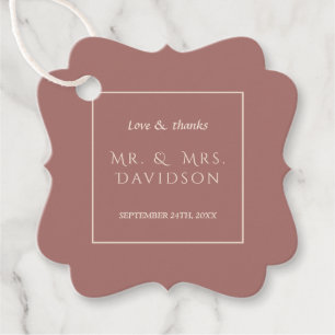 Elegante Ivoor Dark Peach Lijst Typografie Trouwen Bedankjes Labels
