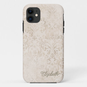 Elegante ivoor en beige vintage damaskontwerp iPhone 11 hoesje