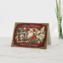 Elegante Ivoor en Rode Victoriaanse Kerst Collage