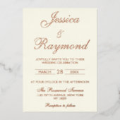 Elegante Ivoor en Roos Gold Foil Wedding Folie Uitnodiging (Voorkant)
