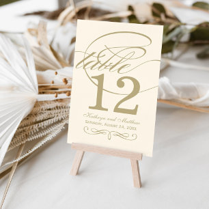 Elegante Ivoor Gouden Calligrafie Monogram Huwelij Kaart