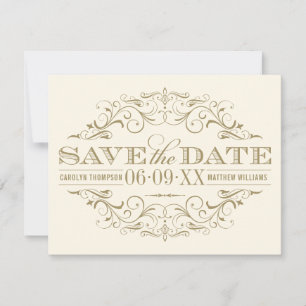 Elegante ivoor gouden sierlijke bruiloft save the date