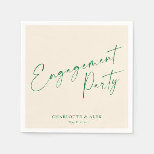 Elegante Ivoor Groene Calligrafie Verloving Feest Servet