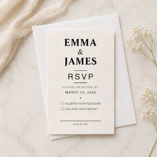 Elegante Ivoor Minimalistische Trouw-RSVP-Kaart RSVP Kaartje