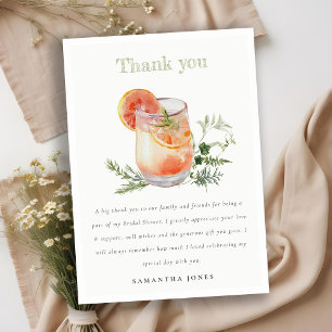 Elegante Ivoor Oranje Groene Cocktail Bruiloft Fee Bedankkaart
