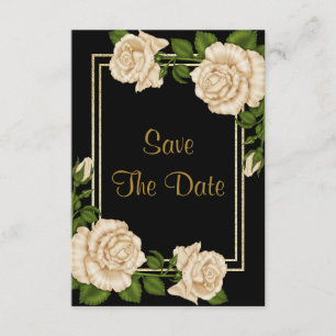 Elegante Ivoor Rozen & Gouden Glitter Save The Dat Date