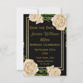 Elegante Ivoor Rozen & Gouden Glitter Save The Dat Date (Achterkant)