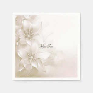 Elegante Ivoorwitte Bloemen Servetten